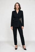 SOLTERI Solene - Ruched Wrap Blazer - Black