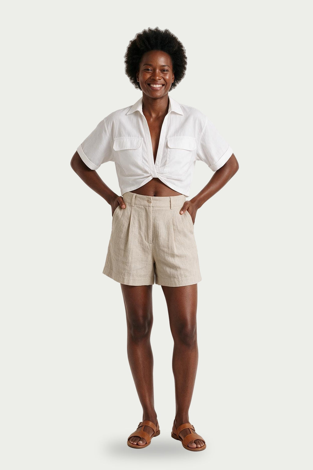 SOLTERI Margot - Cropped Twist-Hem Camp Shirt