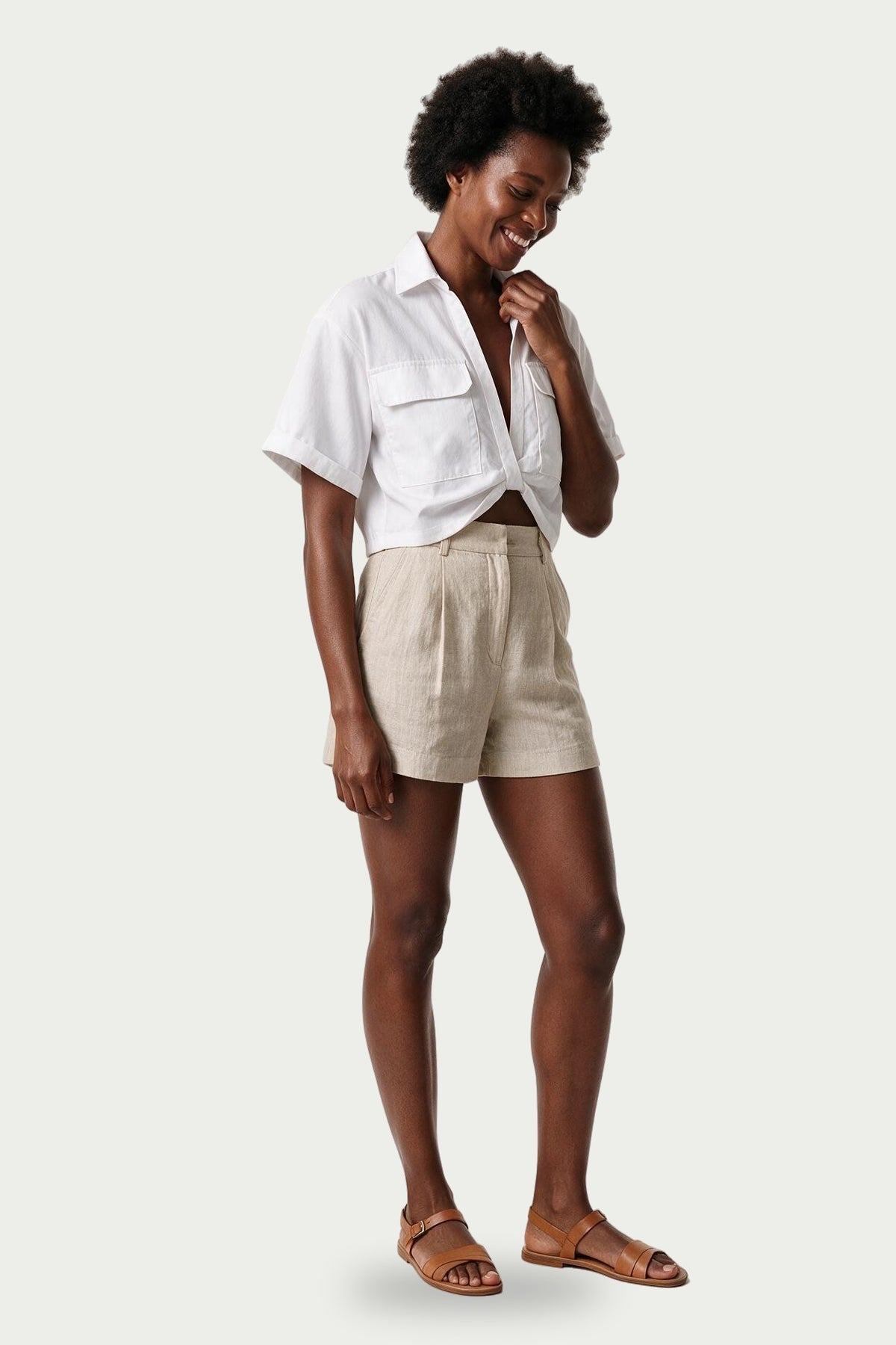 SOLTERI Margot - Cropped Twist-Hem Camp Shirt