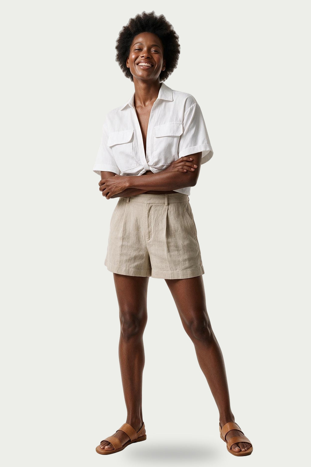SOLTERI Margot - Cropped Twist-Hem Camp Shirt