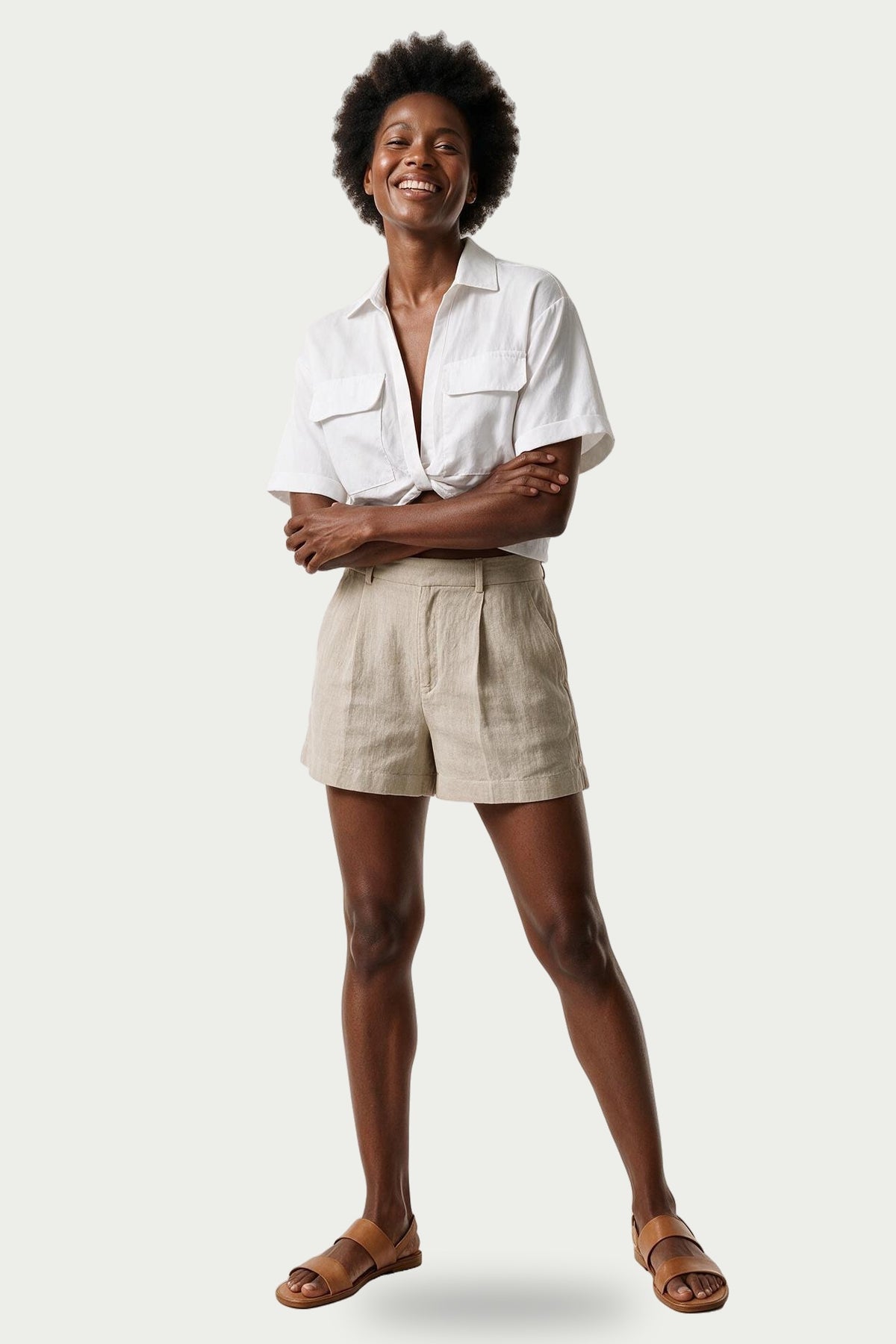 SOLTERI Margot - Cropped Twist-Hem Camp Shirt