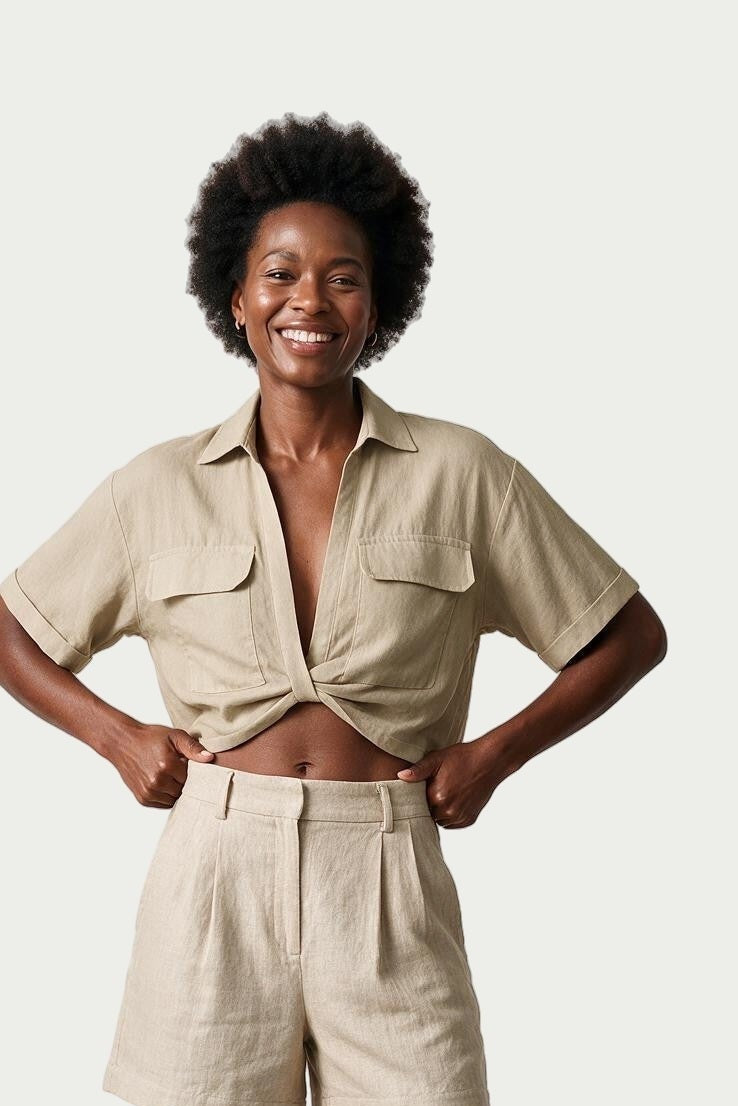 SOLTERI Margot - Cropped Twist-Hem Camp Shirt