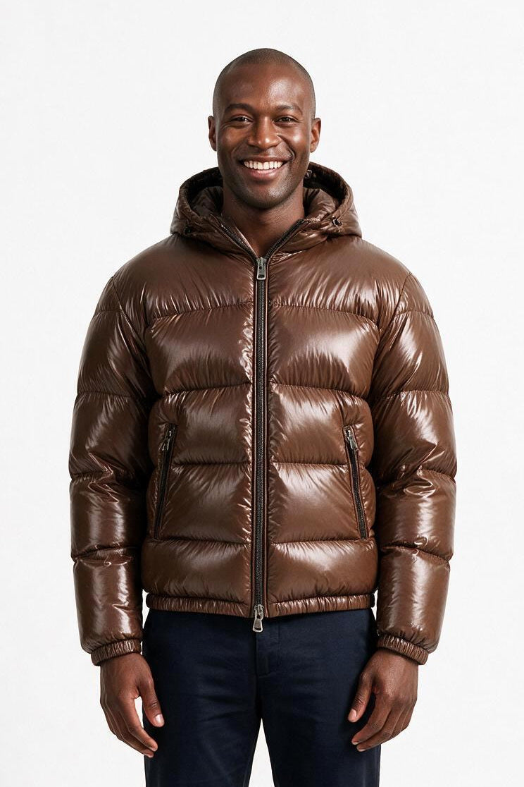 SOLTERI Mowbray - Quilted Hooded Puffer Jacket - Brown