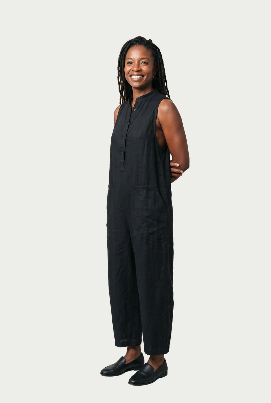 SOLTERI Esme - Stand-Collar Linen-Blend Jumpsuit