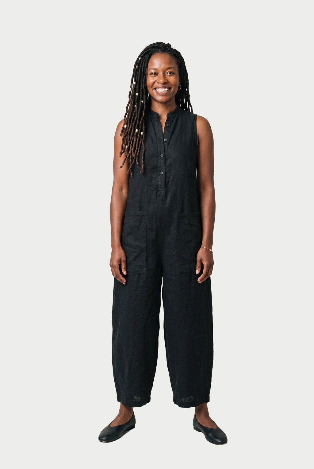 SOLTERI Esme - Stand-Collar Linen-Blend Jumpsuit