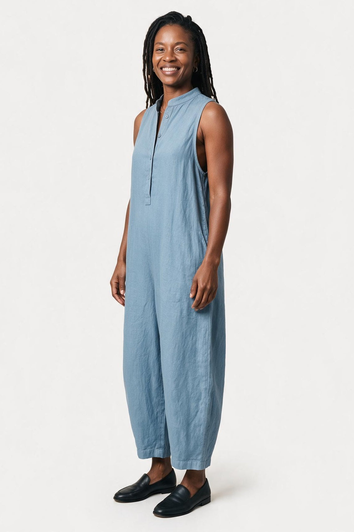SOLTERI Esme - Stand-Collar Linen-Blend Jumpsuit