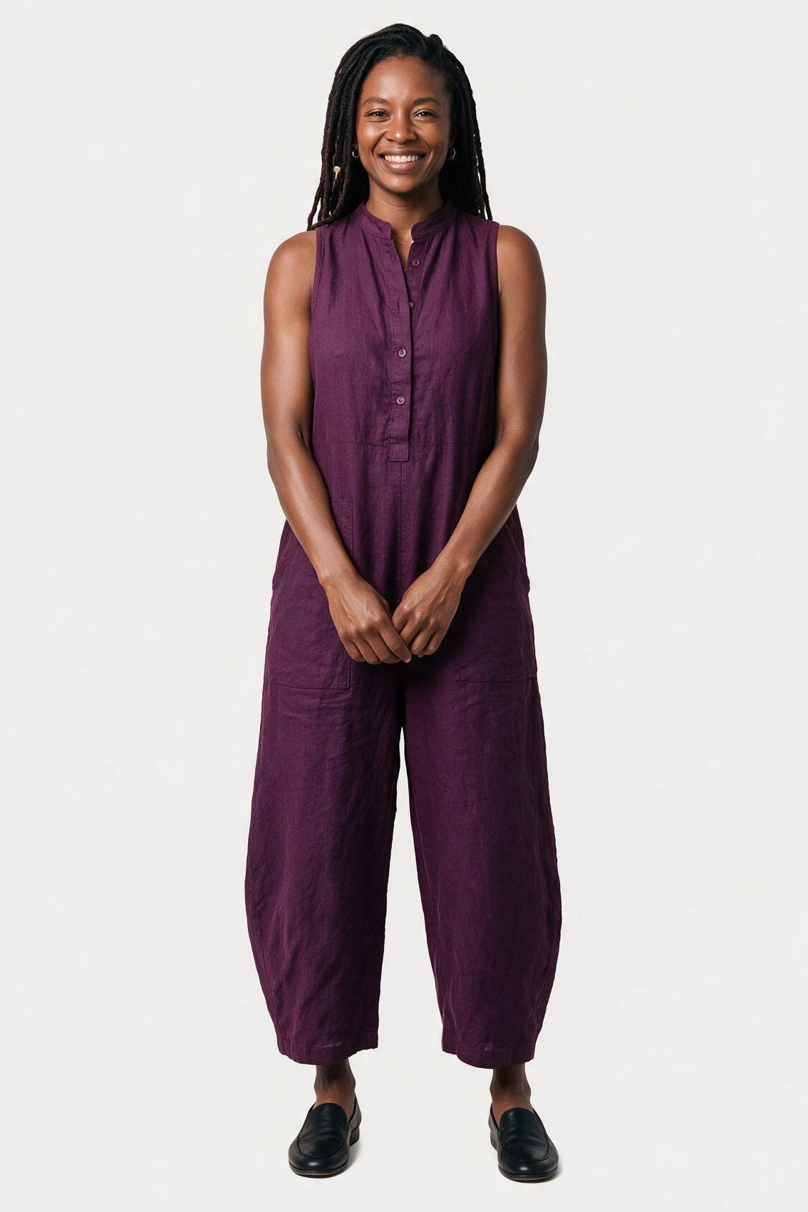 SOLTERI Esme - Stand-Collar Linen-Blend Jumpsuit