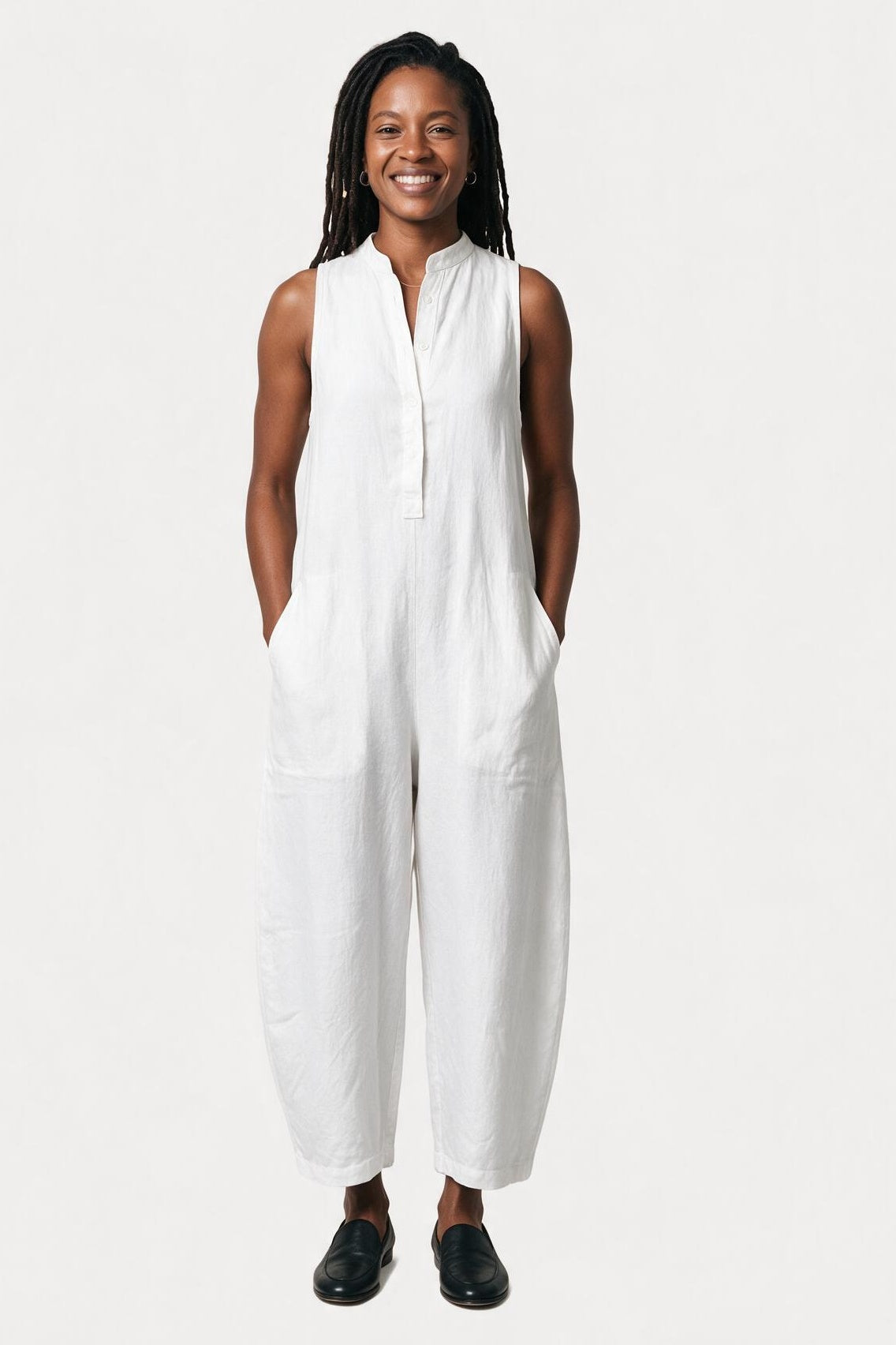 SOLTERI Esme - Stand-Collar Linen-Blend Jumpsuit
