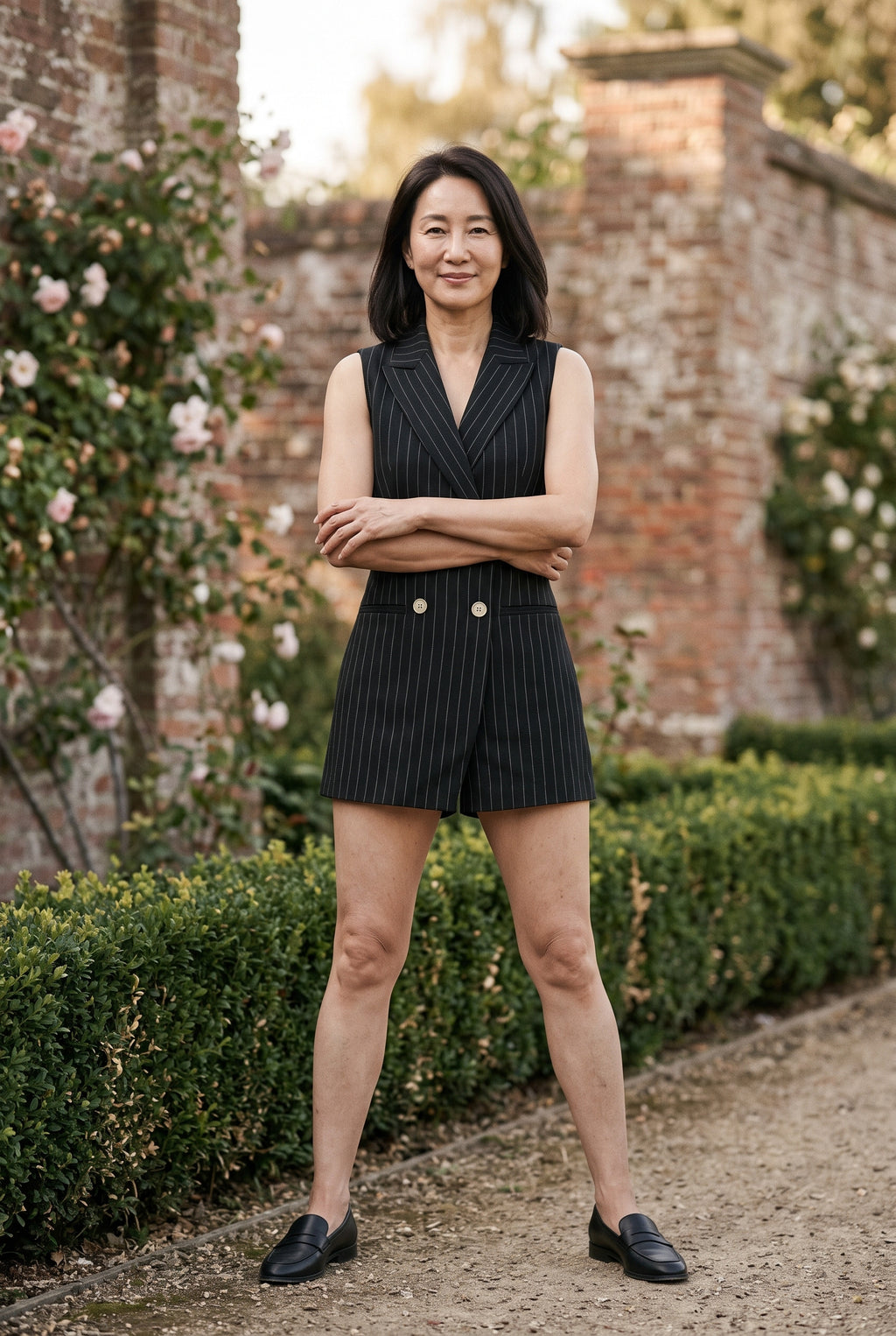 SOLTERI Odile - Pinstripe Double-Breasted Playsuit
