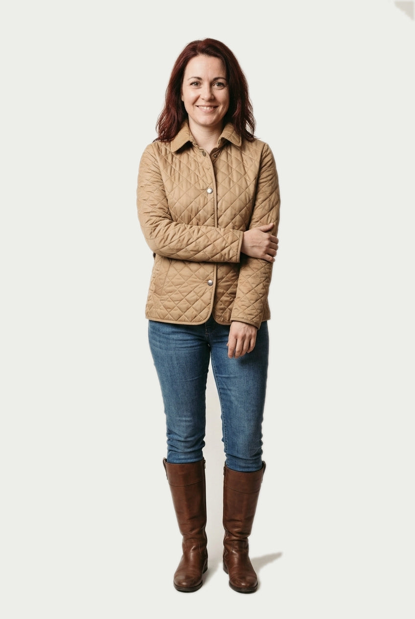 SOLTERI Yvette - Diamond-Quilted Snap Jacket - Brown