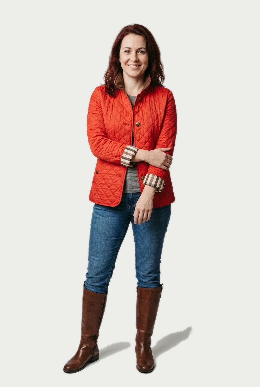 SOLTERI Yvette - Diamond-Quilted Snap Jacket - Red