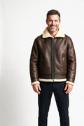 SOLTERI Ravenscar - Shearling Leather Flight Jacket - Brown