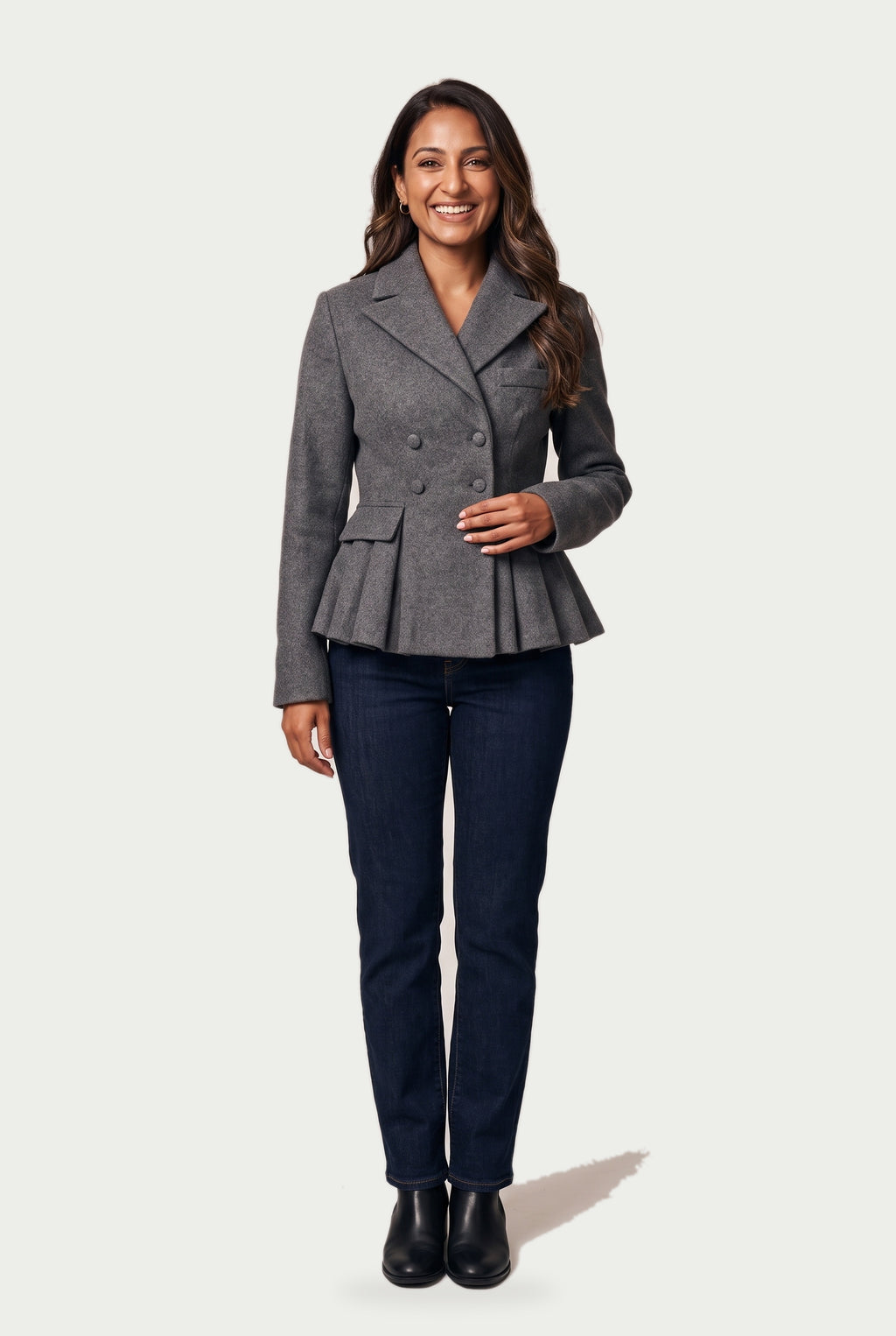 SOLTERI Thea - Double-Breasted Peplum Blazer