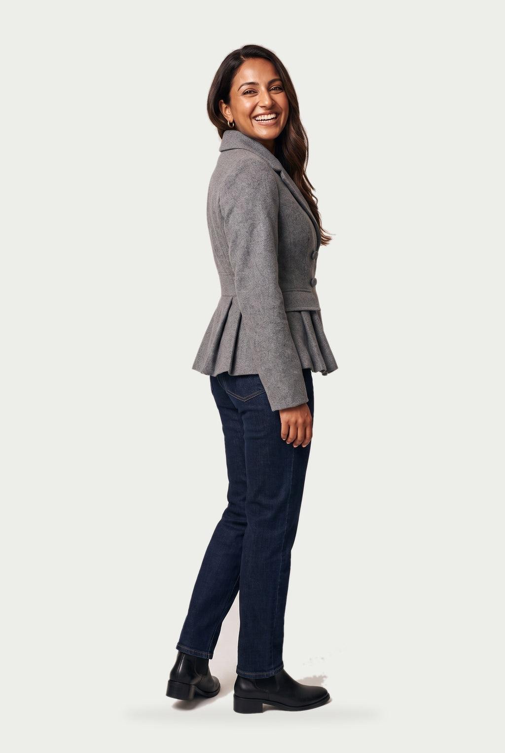 SOLTERI Thea - Double-Breasted Peplum Blazer