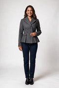 SOLTERI Thea - Double-Breasted Peplum Blazer - Grey