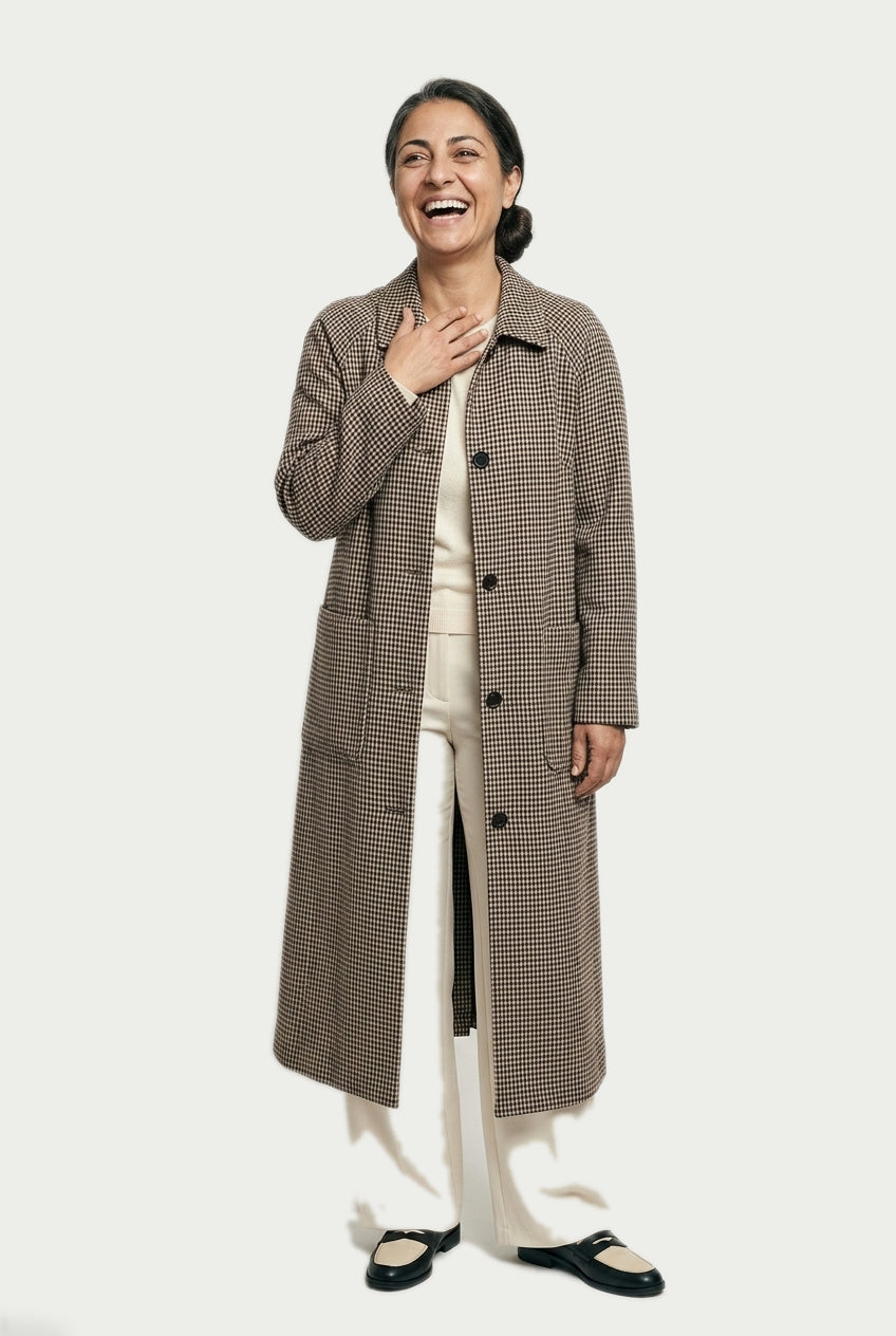 SOLTERI Mathilde - Checked Longline Duster Coat