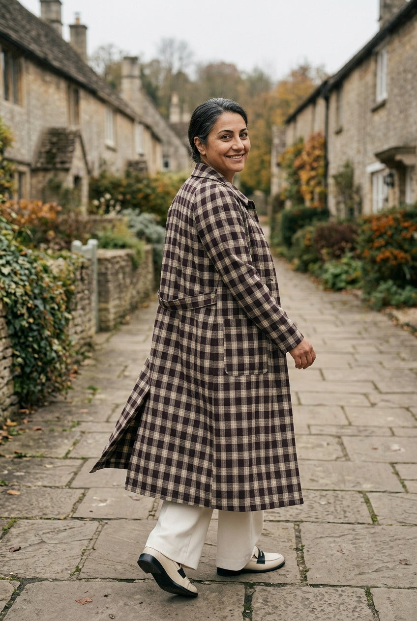 SOLTERI Mathilde - Checked Longline Duster Coat