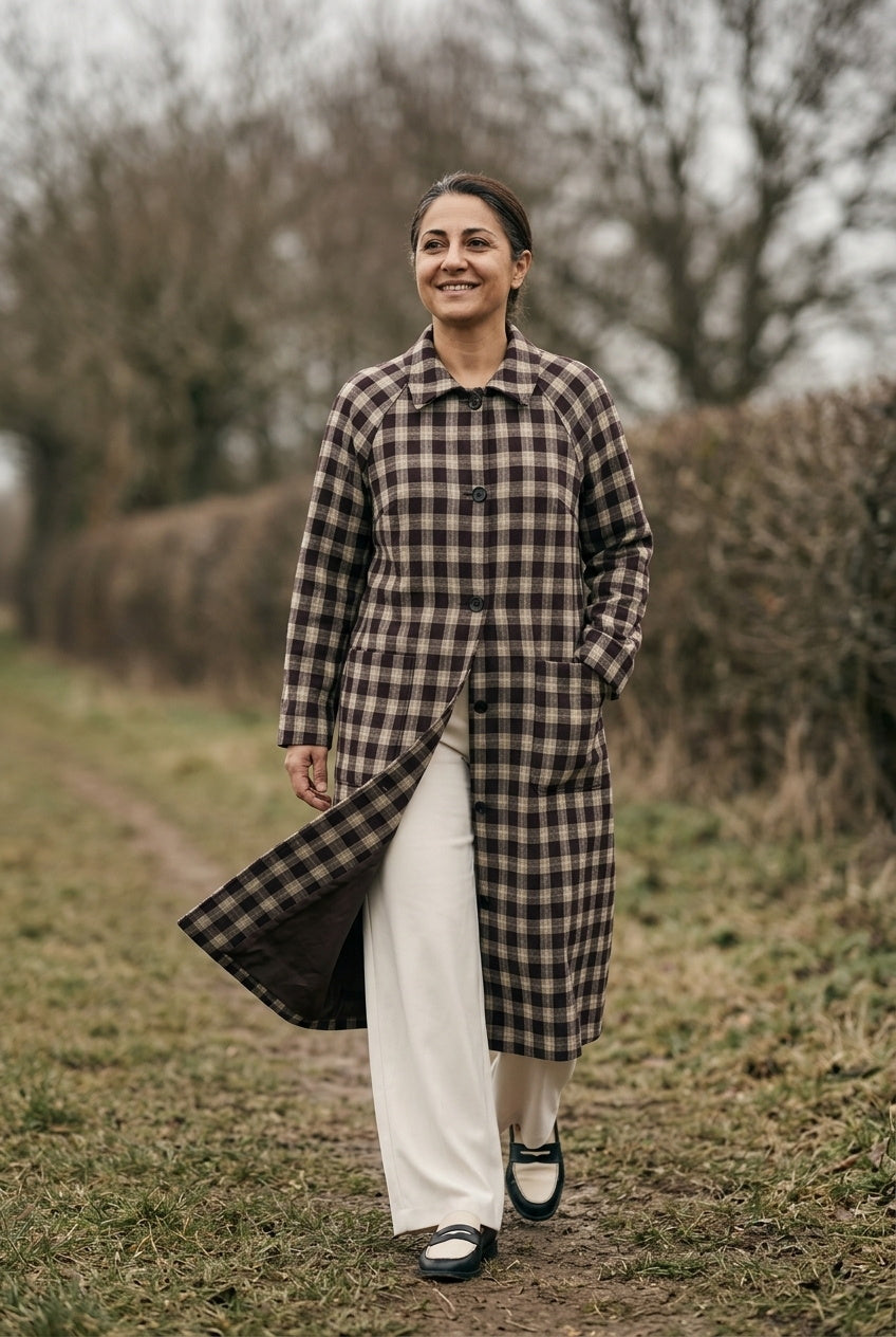 SOLTERI Mathilde - Checked Longline Duster Coat
