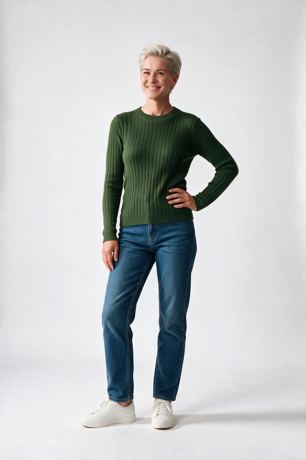 SOLTERI Fern - Ribbed Round-Neck Knit Sweater - Green