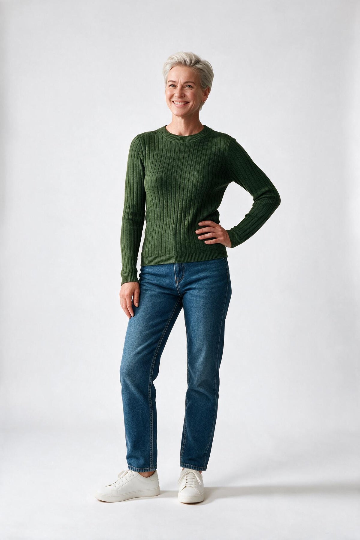 SOLTERI Fern - Ribbed Round-Neck Knit Sweater - Green