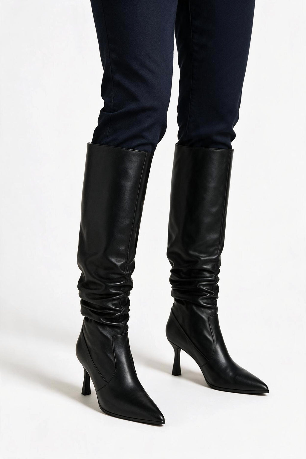 SOLTERI Romy - Ruched Mid-Calf Heeled Boot
