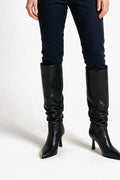 SOLTERI Romy - Ruched Mid-Calf Heeled Boot