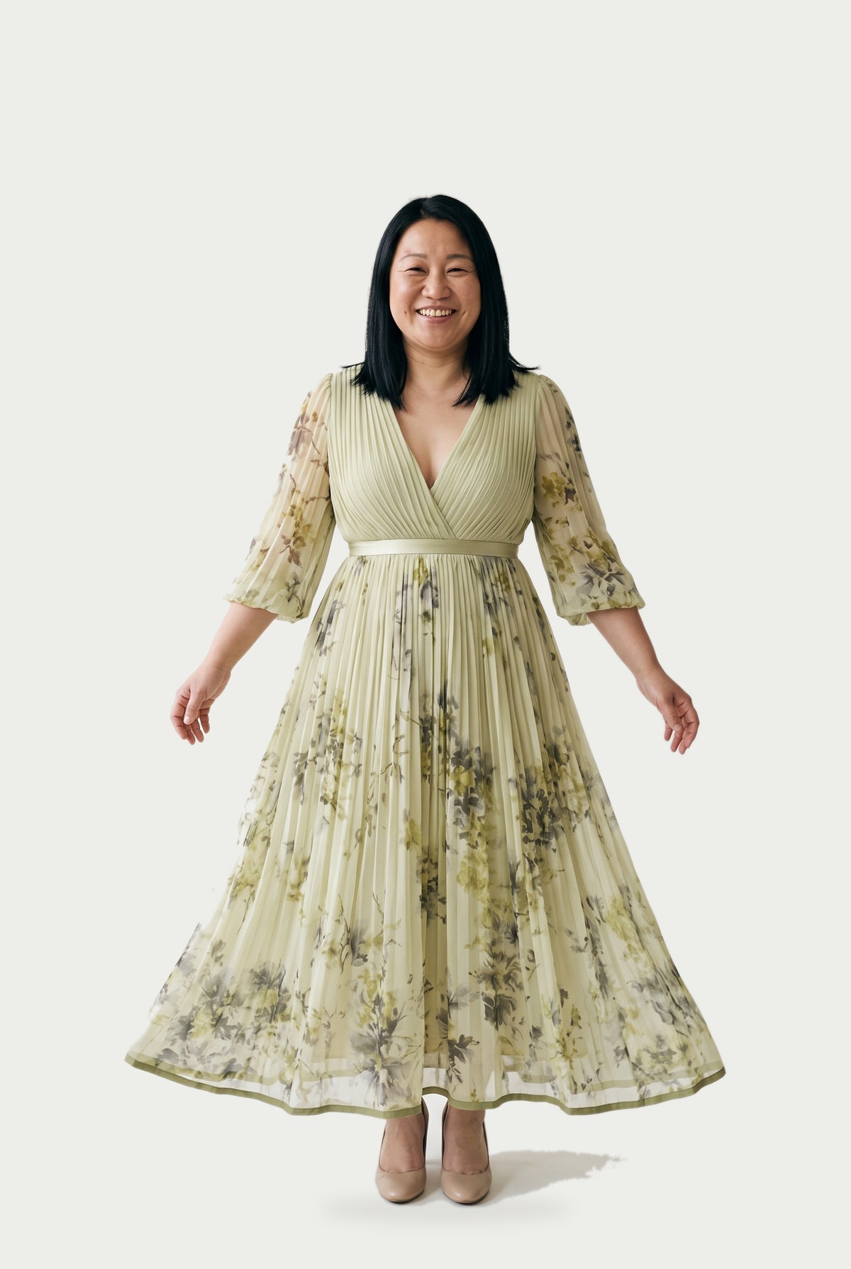 SOLTERI Rosalie - Elegant Floral Long Sleeve Maxi Dress