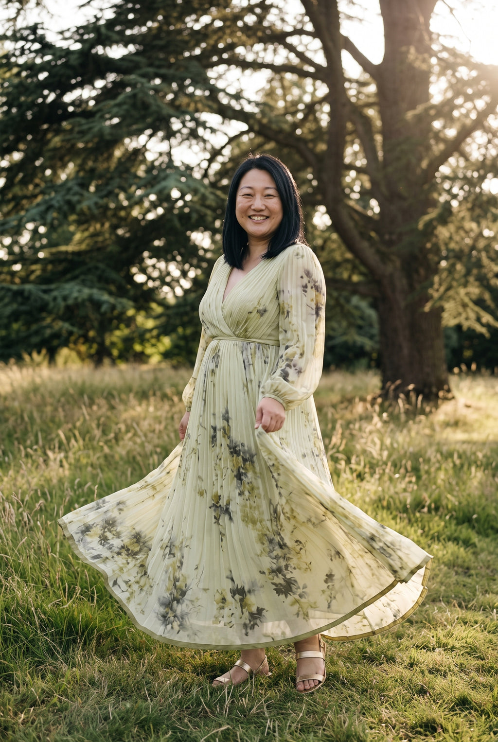 SOLTERI Rosalie - Elegant Floral Long Sleeve Maxi Dress