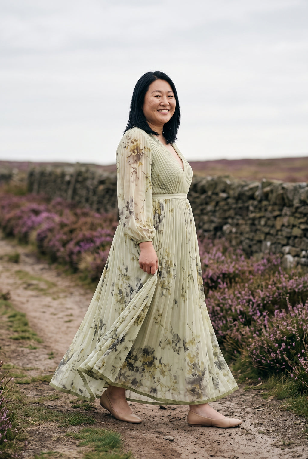 SOLTERI Rosalie - Elegant Floral Long Sleeve Maxi Dress