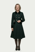 SOLTERI Verity - Velvet-Trim Fit-And-Flare Swing Coat