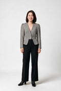 SOLTERI Coralie - Cropped Houndstooth Peplum Jacket - Black