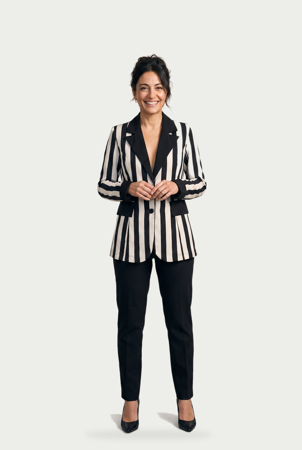 SOLTERI Sabine - Contrast Lapel Striped Blazer