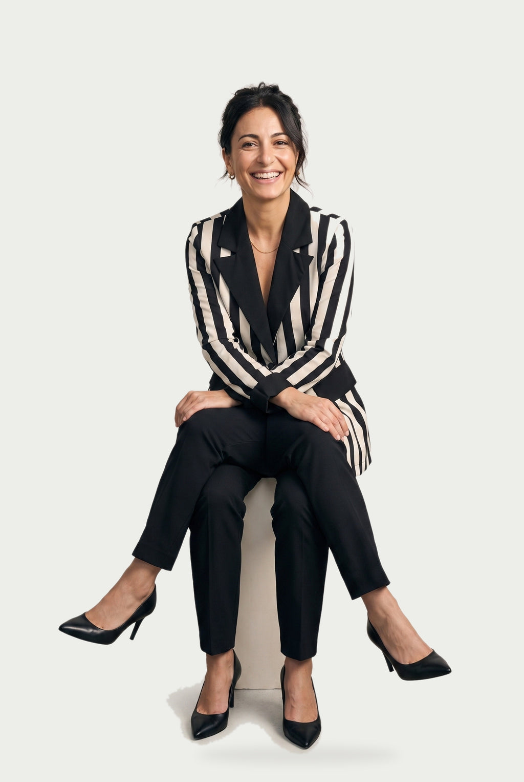 SOLTERI Sabine - Contrast Lapel Striped Blazer