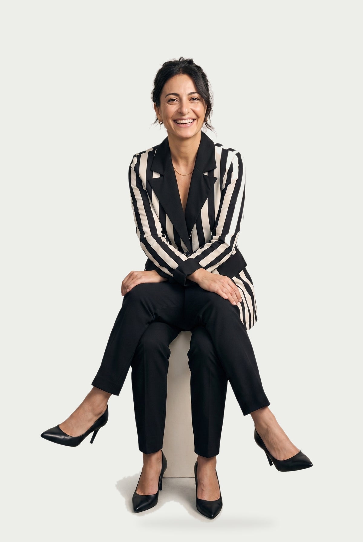 SOLTERI Sabine - Contrast Lapel Striped Blazer