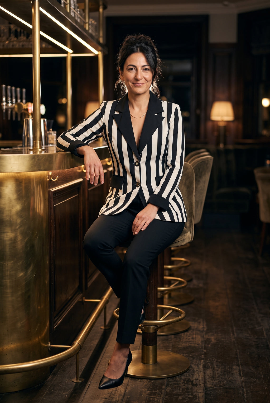 SOLTERI Sabine - Contrast Lapel Striped Blazer