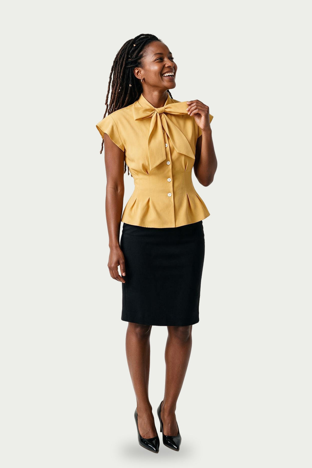 SOLTERI Ottilie - Pussy-Bow Peplum Blouse