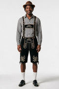 SOLTERI Sebastian - Three-Piece Trachten Set with Hat - Black Lederhosen / Black Check Shirt
