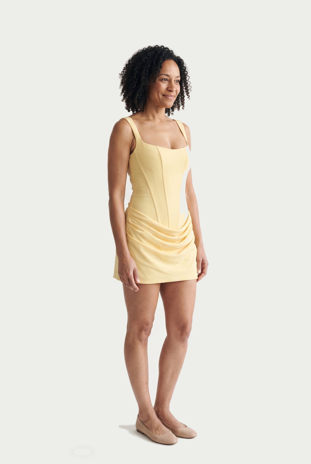 SOLTERI Sienna - Butter Yellow Corset Mini Dress