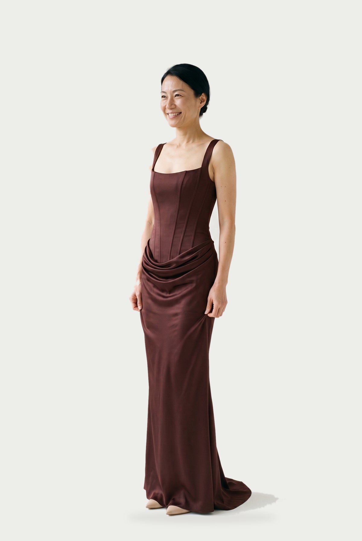 SOLTERI Sienna - Satin Corset Maxi Dress