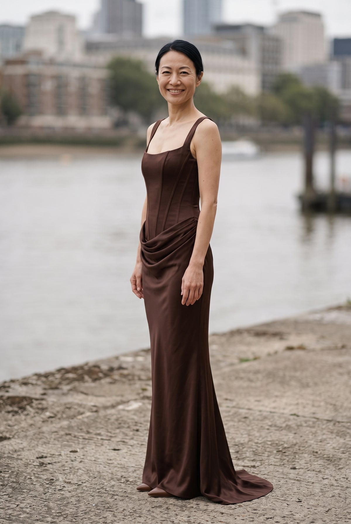 SOLTERI Sienna - Satin Corset Maxi Dress