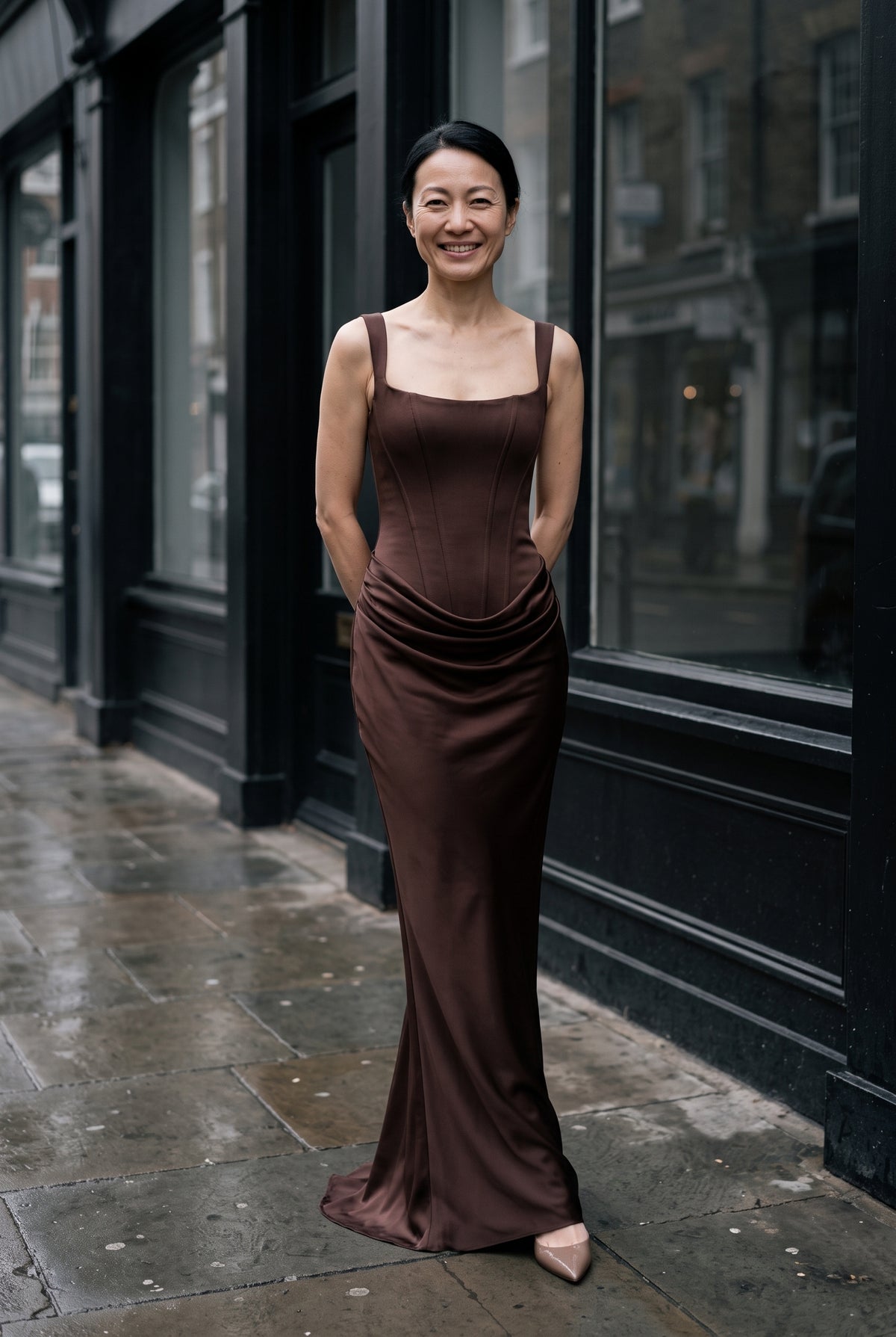 SOLTERI Sienna - Satin Corset Maxi Dress