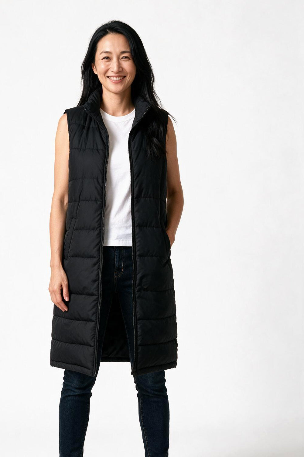 SOLTERI Sylvaine - Longline Padded Gilet - Black