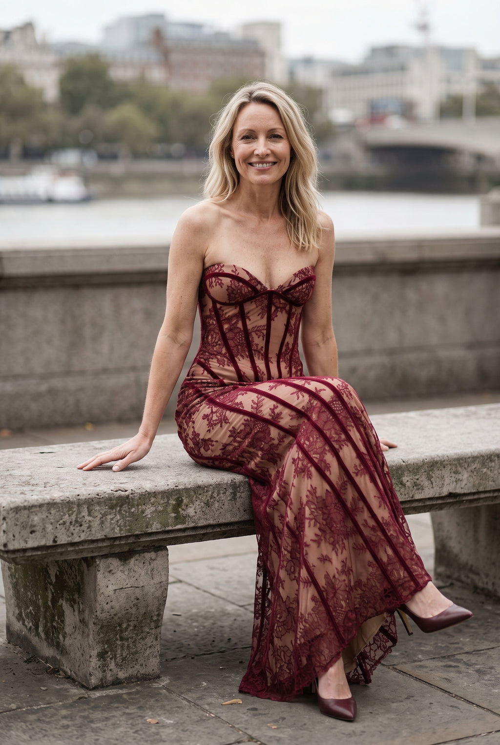 SOLTERI Valentina - Lace Corset Maxi Dress