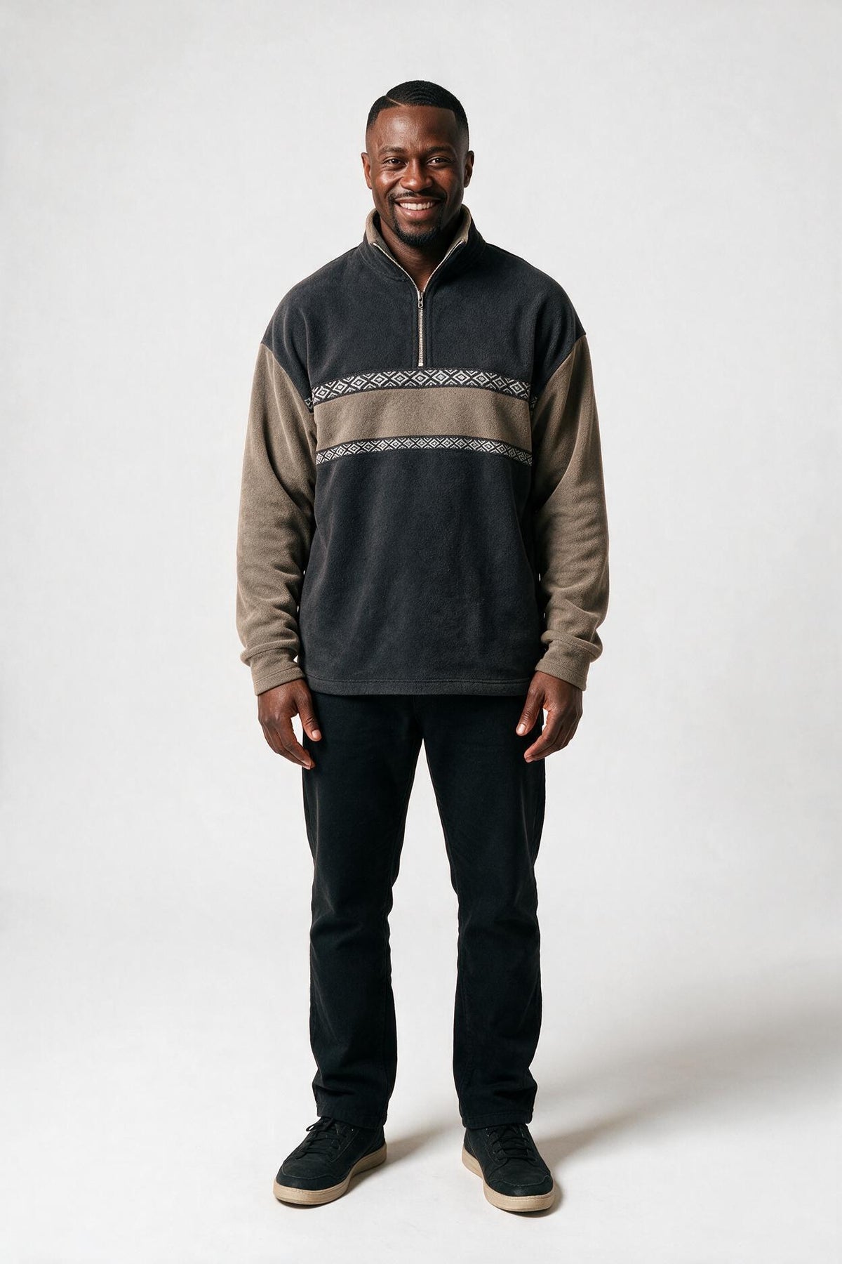SOLTERI Hensley - High-Collar Half-Zip Pullover - Brown