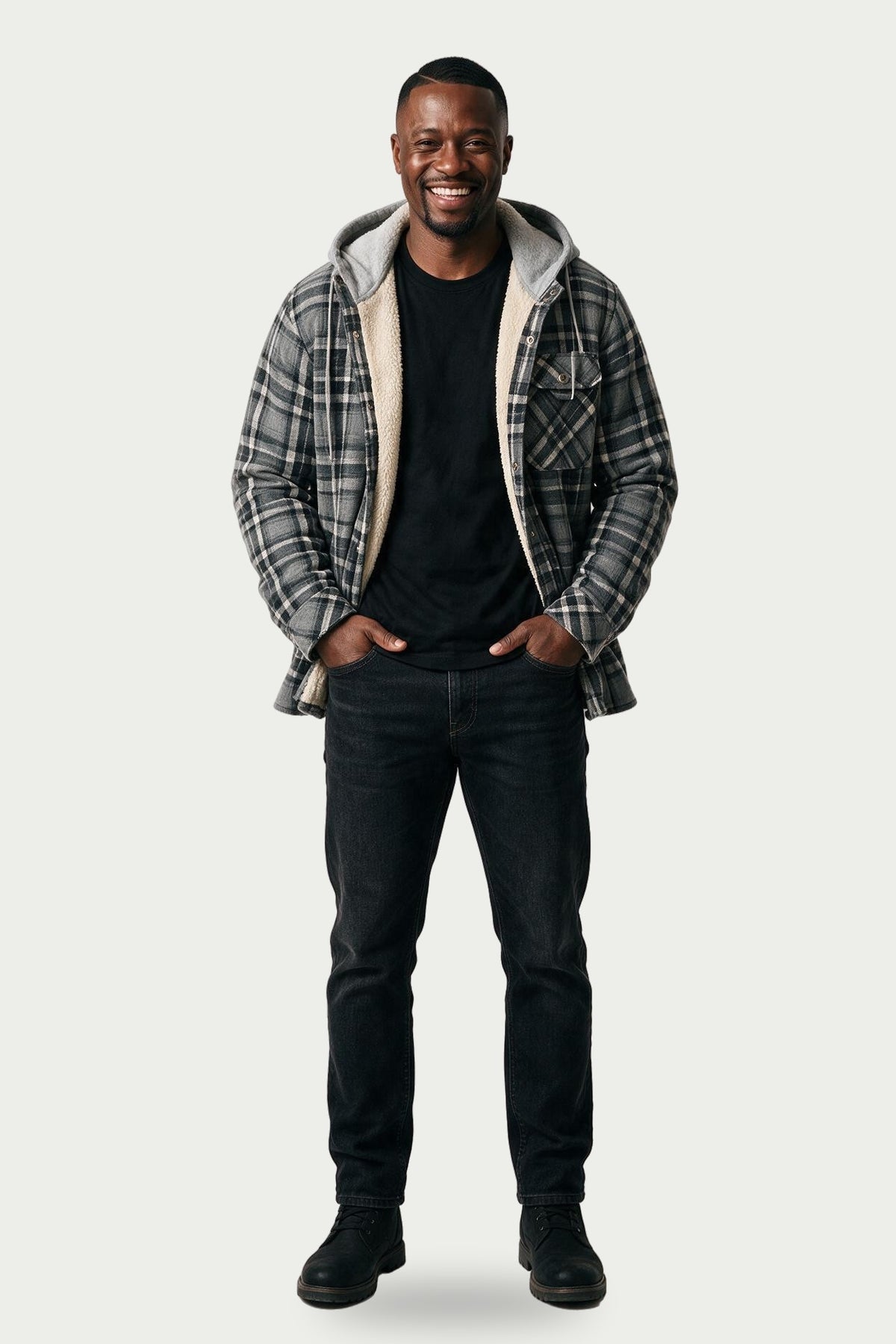 SOLTERI Bracken - Sherpa-Lined Hooded Plaid Jacket