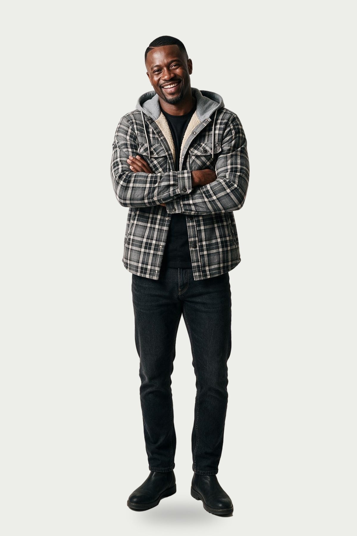 SOLTERI Bracken - Sherpa-Lined Hooded Plaid Jacket