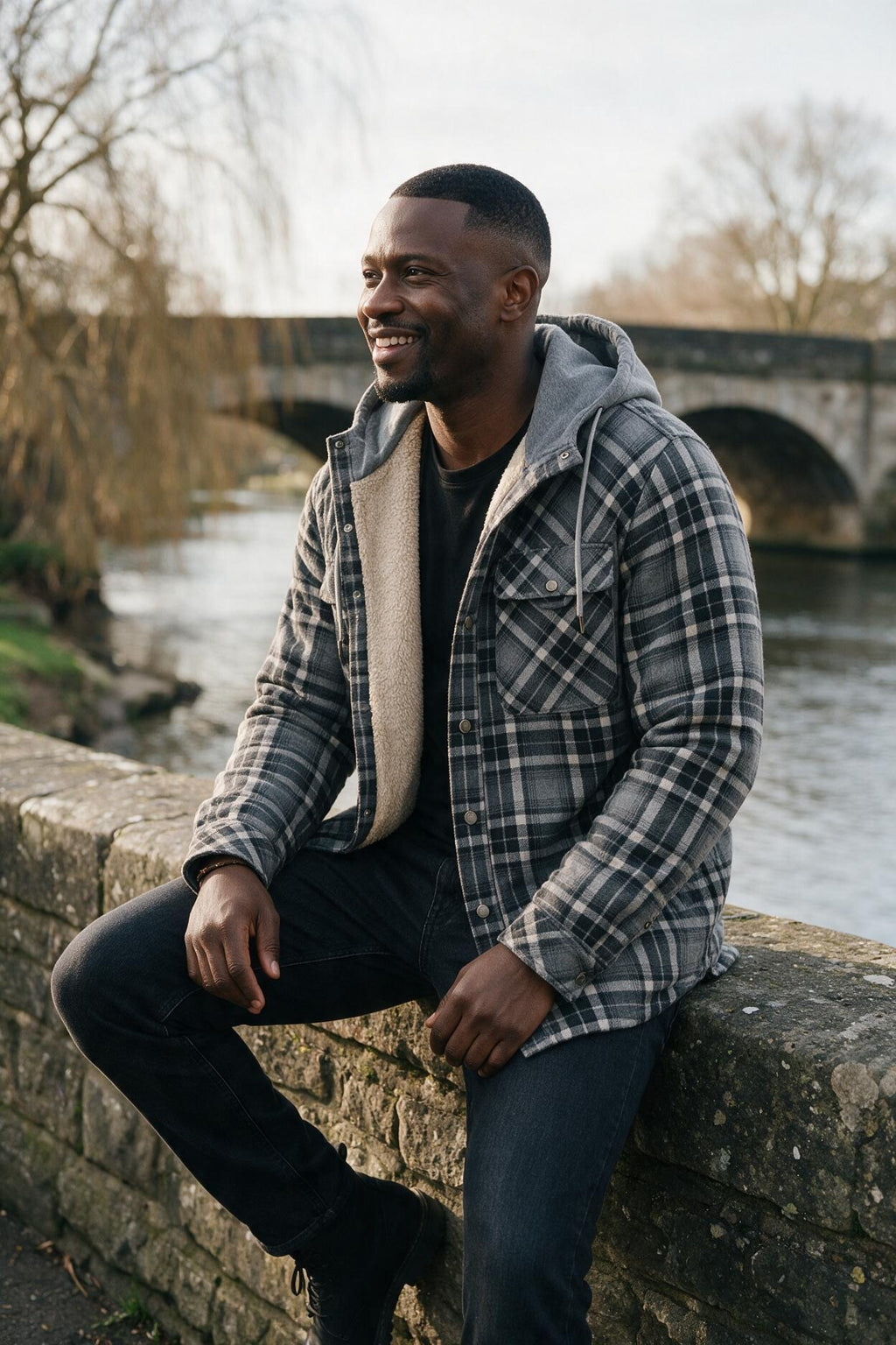 SOLTERI Bracken - Sherpa-Lined Hooded Plaid Jacket