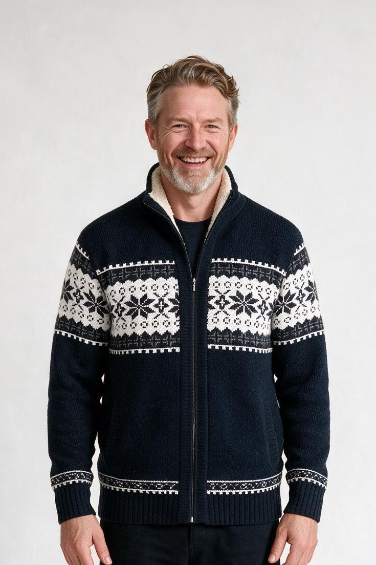 SOLTERI Bexley - Fleece-Lined Nordic Zip Cardigan