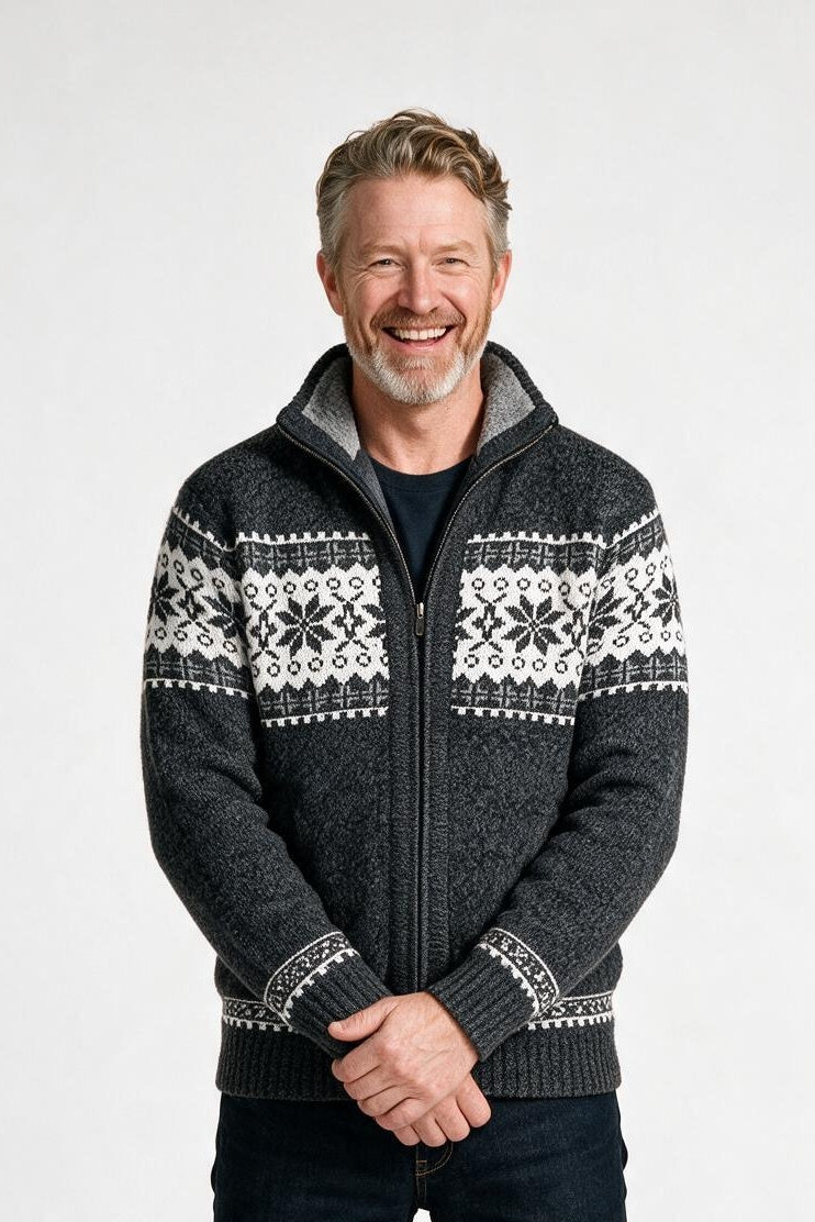 SOLTERI Bexley - Fleece-Lined Nordic Zip Cardigan