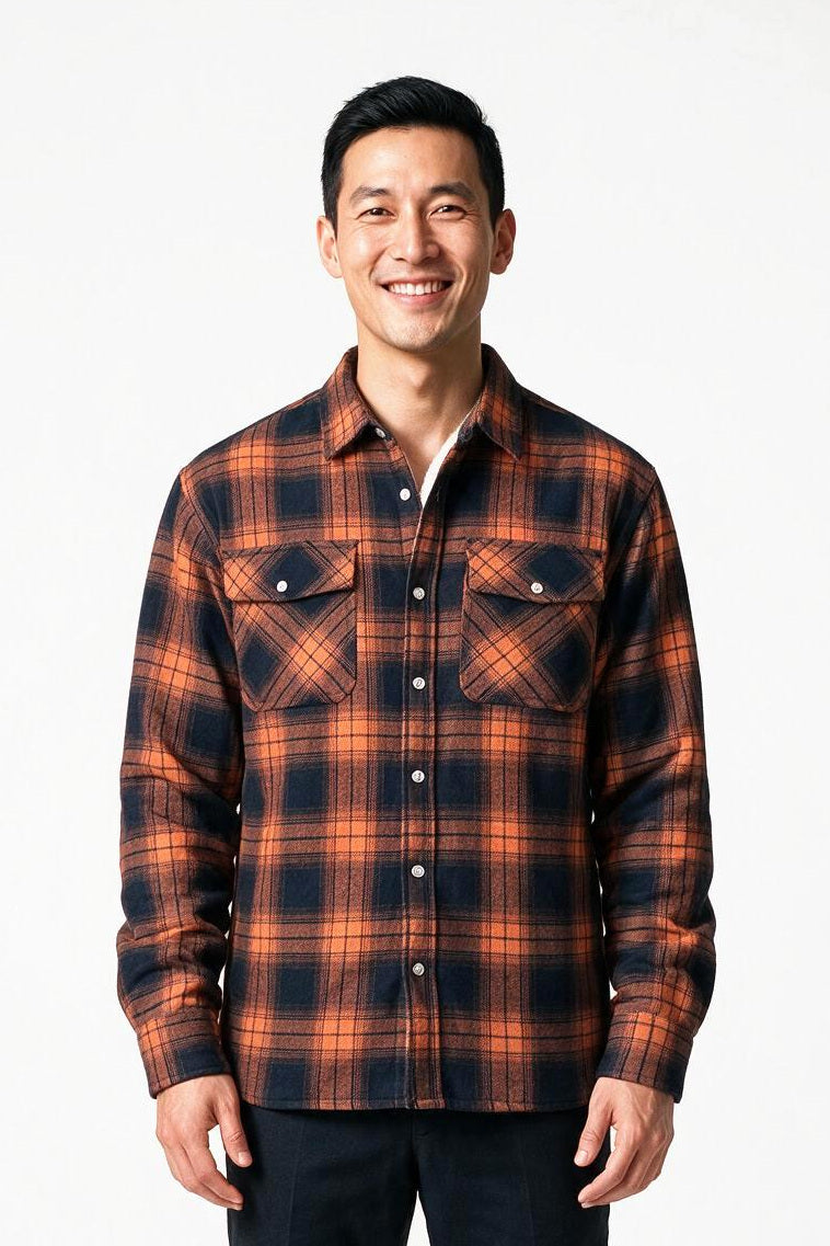 SOLTERI Wexford - Checked Overshirt Jacket - Orange